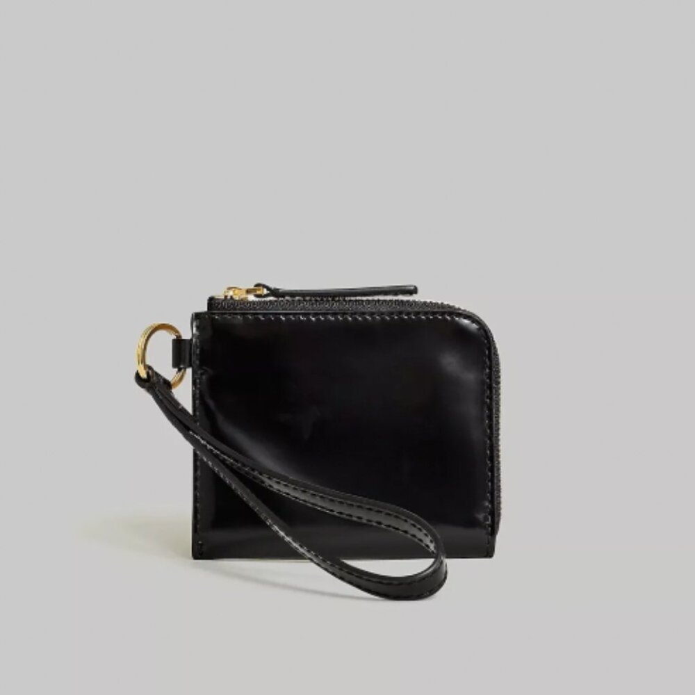 NWT MADEWELL LEATHER WALLET CC MONEY L ZIP BLACK